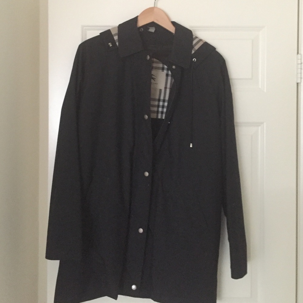 Burberry Black Trench Coat with Hood and wool liner